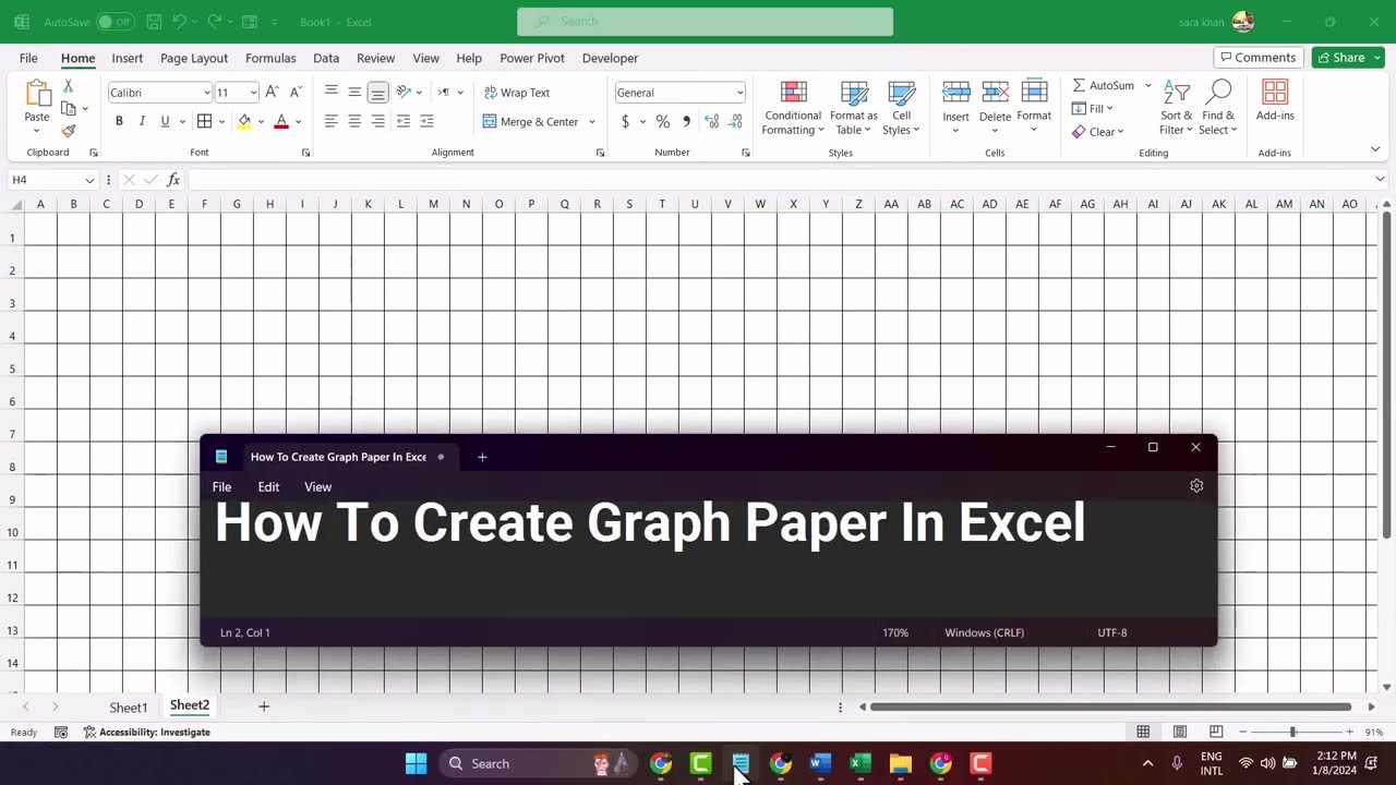 How to turn a sheet into graph paper in Excel
