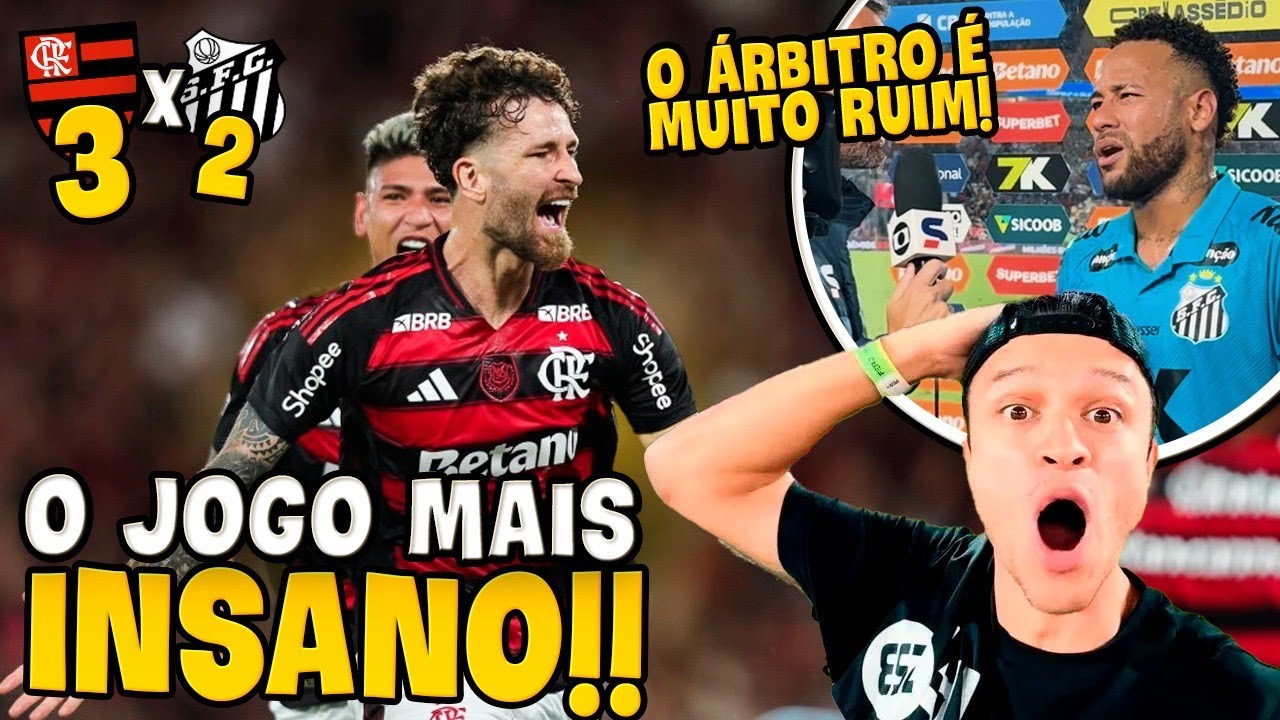 FLAMENGO VENCE O SANTOS COM NEYMAR RECLAMANDO MUITO DO ÁRBITRO! Flamengo x Santos