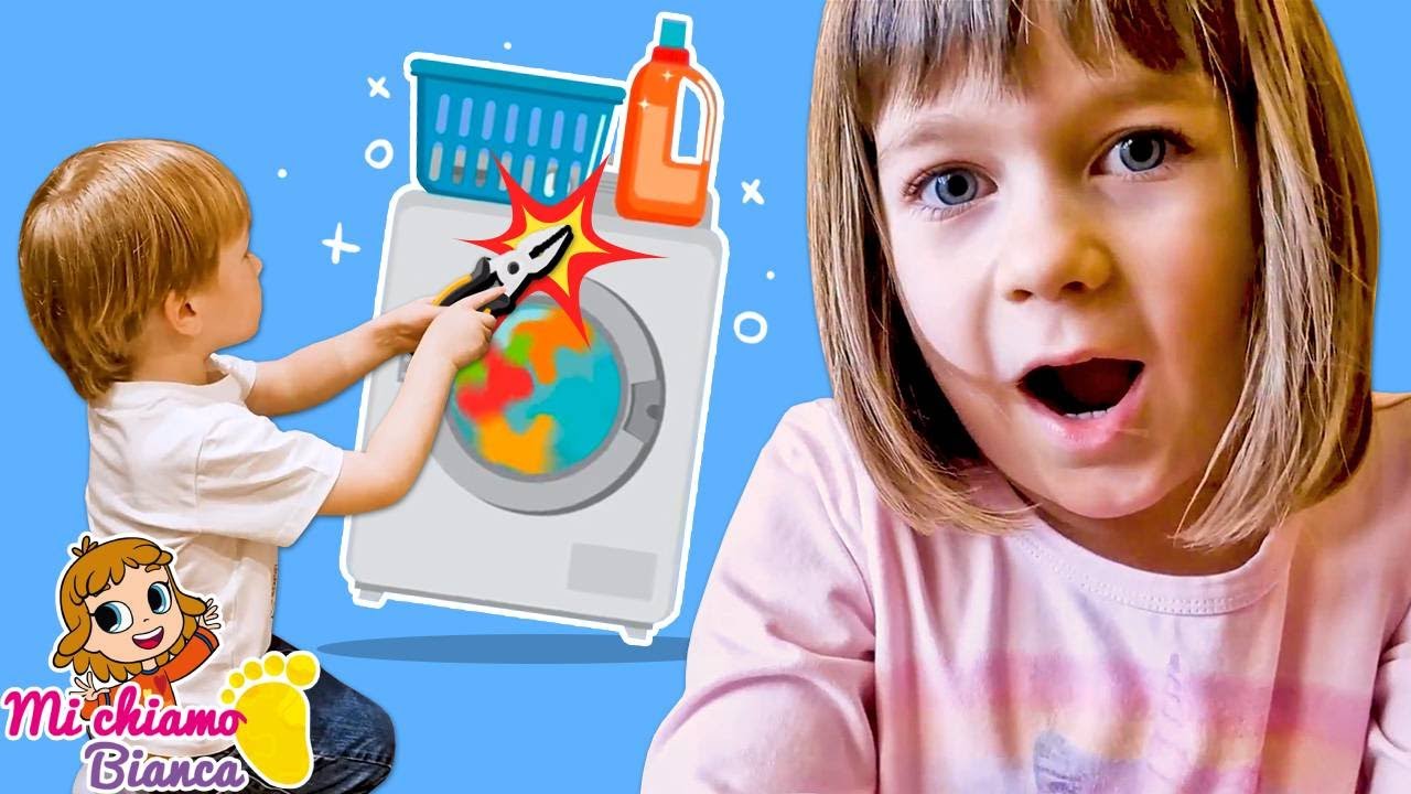 Bianca e i fratellini riparano la lavatrice 🛠️