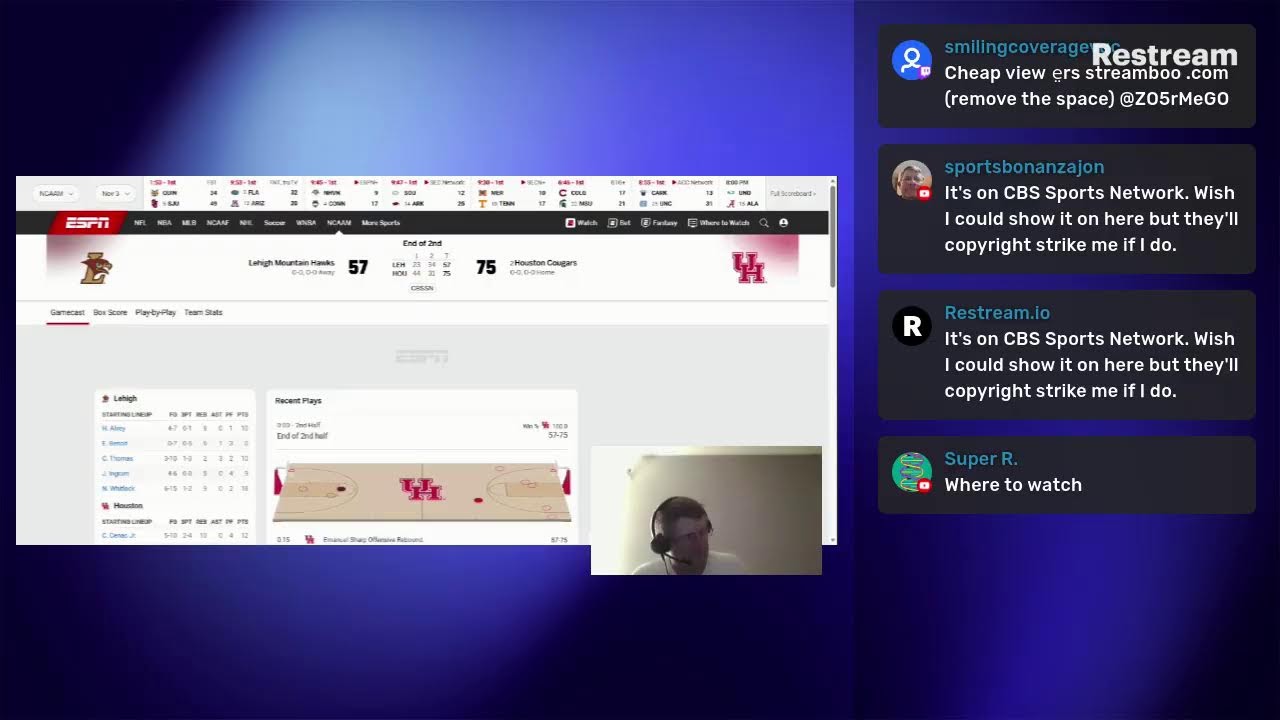 Lehigh vs. Houston Live Play-by-Play & Reactions 🏀