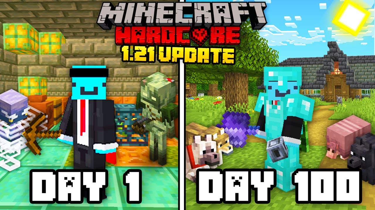Surviving 100 Days in Minecraft 1.21 Hardcore Mode