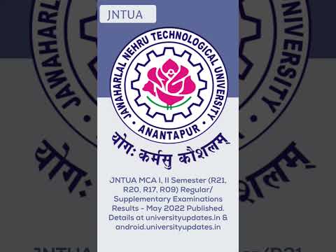 JNTUA MCA I, II Semester (R21, R20, R17, R09) Regular/Supplementary Examinations Results - May 2022