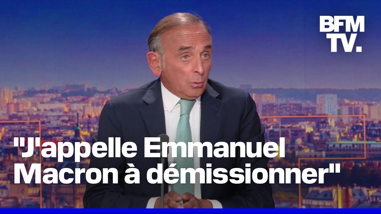 Éric Zemmour, président de Reconquête !, évoque la crise politique et l’union des droites dans son interview sur BFMTV
