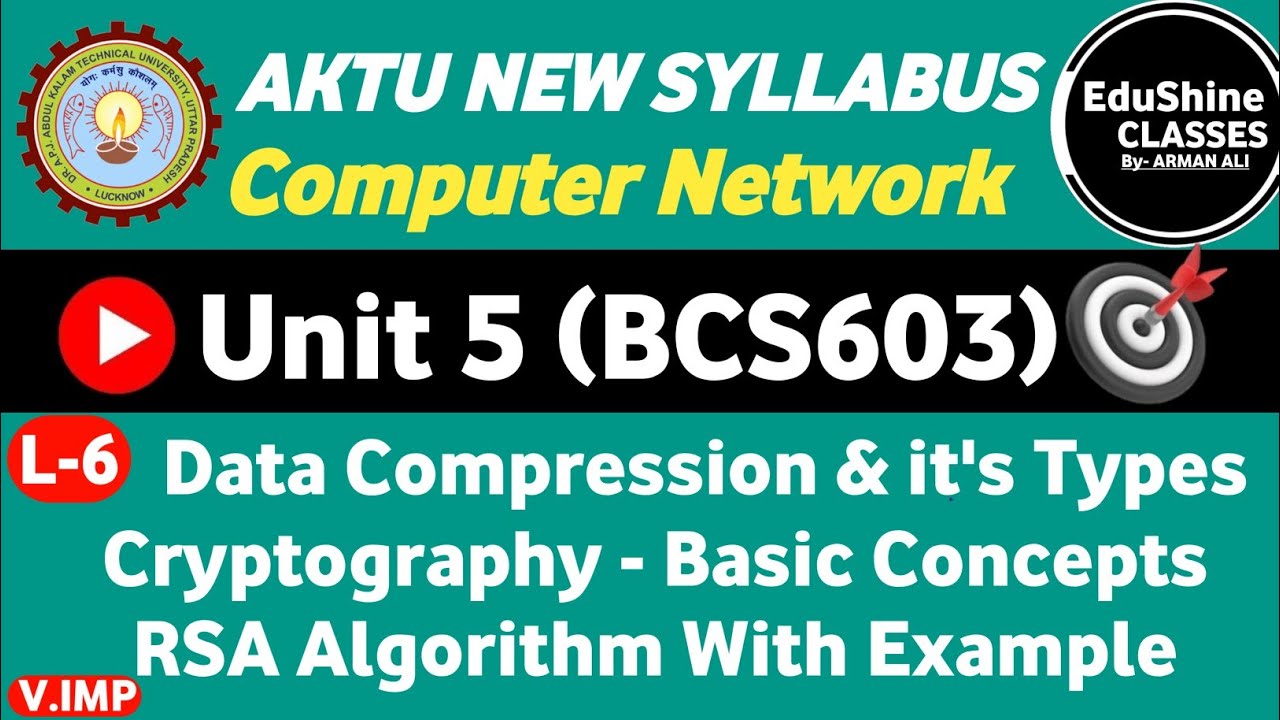 Computer Network BCS603: Data Compression and Cryptography Overview