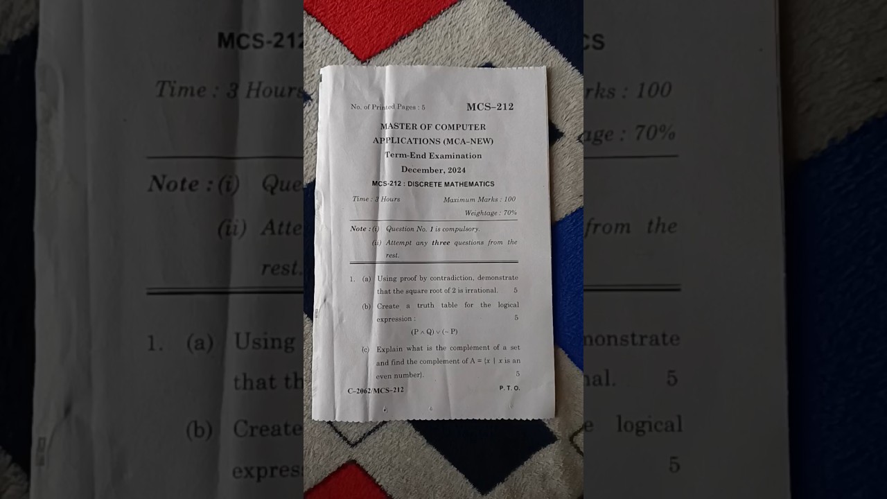 MCS212 Discrete Mathematics - December 2024 MCA Semester 1