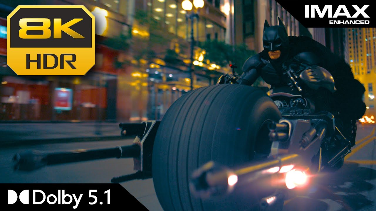 8K HDR IMAX Batpod Scene from The Dark Knight 🎥