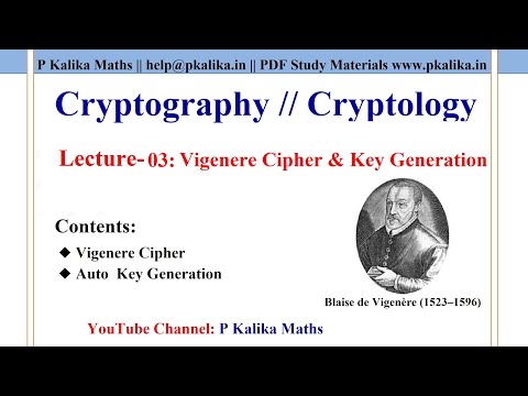 Cryptography Lect.-03: Vigenere Cipher and Auto Key Generation with Example (In Hindi)