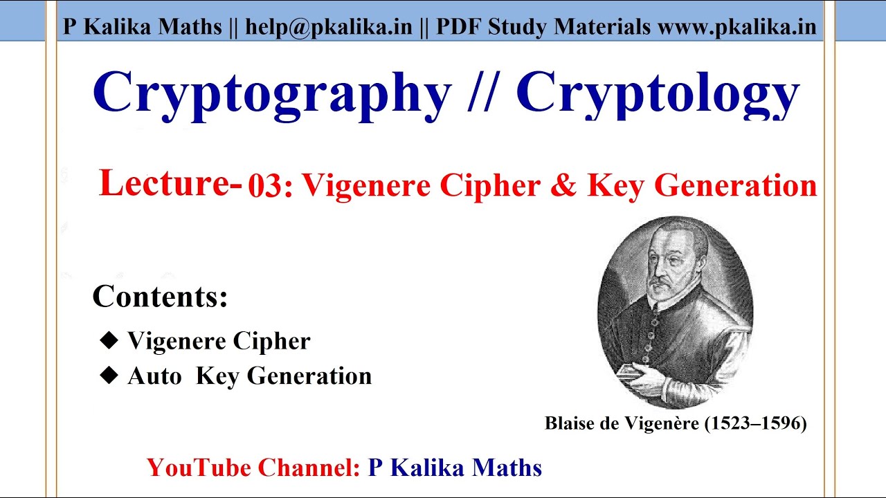 Cryptography Lecture 3: Vigenère Cipher & Auto Key Generation Explained in Hindi 🔐