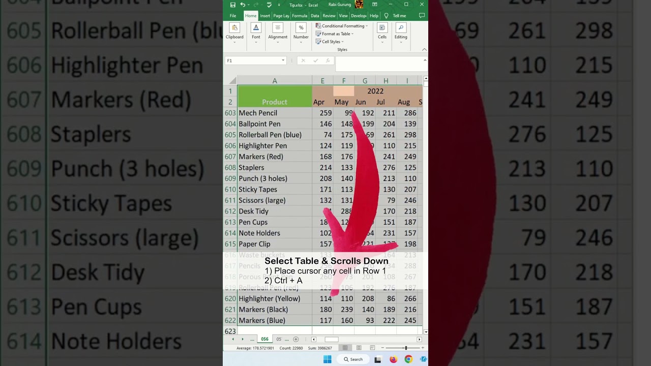 Excel Tips: How to Select All Data Without Scrolling π
