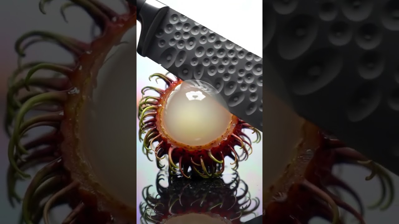 ASMR Glass Rambutan Slice in 4K Macro π