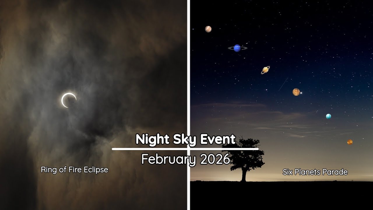 February 2026 Sky Events : Annular Solar Eclipse, 6-Planet Alignment & Moon Encounters
