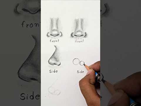 How to Draw Nose ✨️ (front and side view) #shorts #drawing
