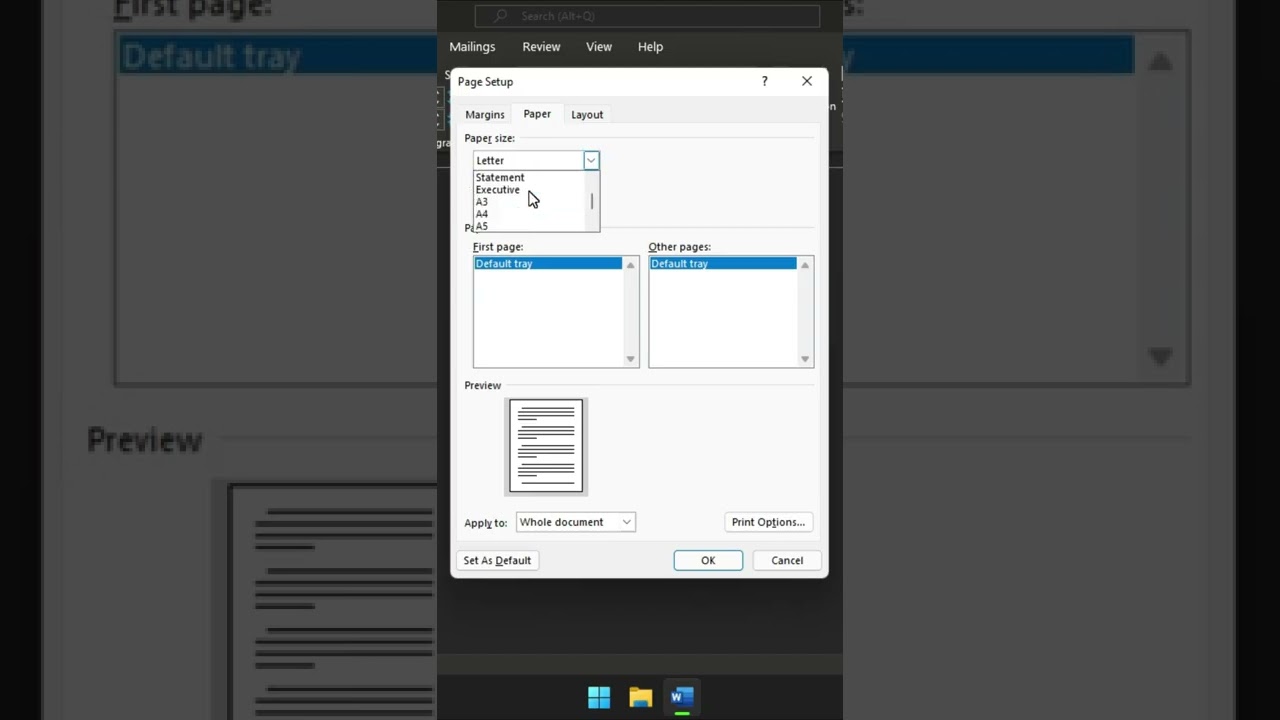 Set Default Paper Size to A4 in Word 📄