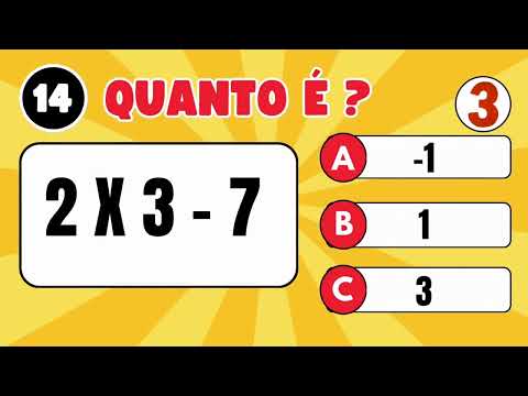 Quiz de Matemática 5º Ano com operações básicas de Adição, Subtração e Multiplicão