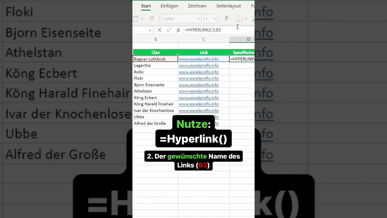 Personalisierte Hyperlinks in Excel erstellen
