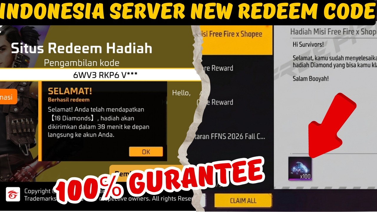FF Indonesia Server ๐ฑ New Redeem Code Today & FREE Diamonds!