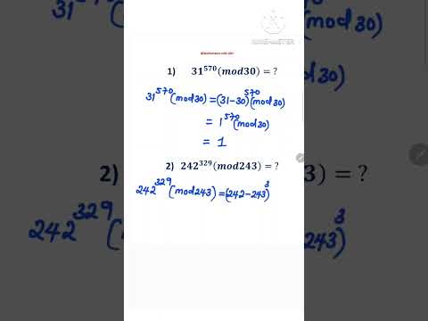 modular exponentiation || the remainder when 242^329 is divided by 243
