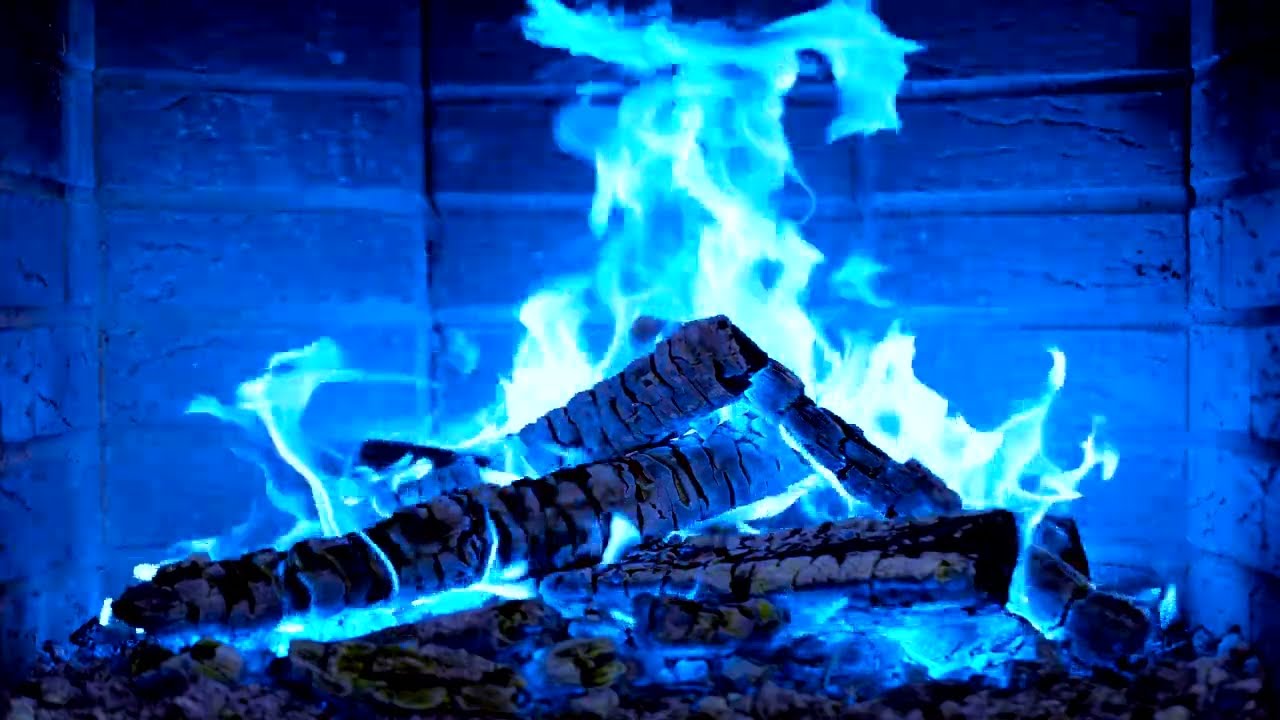 ✨ Stunning Blue Fireplace 4K Ultra HD | Perfect Background Video