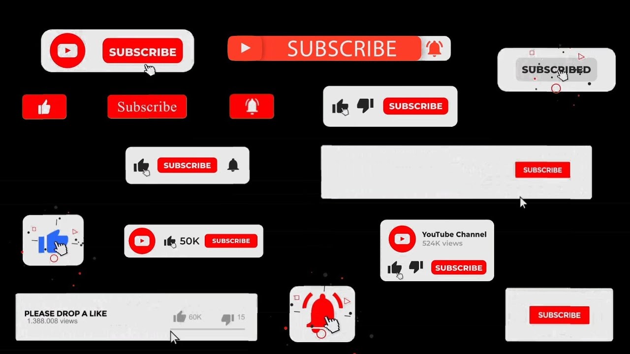 Top 10 Free Subscribe Buttons with Black Screen 🎥