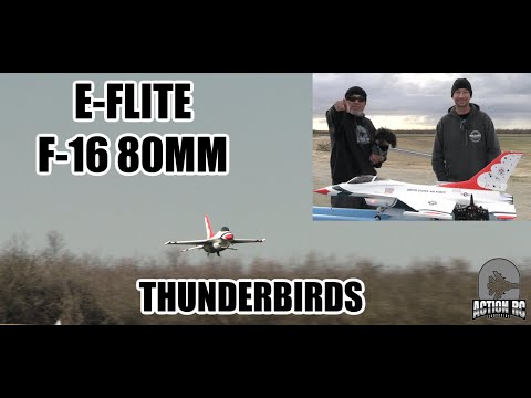 Thunderbirds E-Flite F-16 80mm , AS3X and Safe with Afterburner. Full review