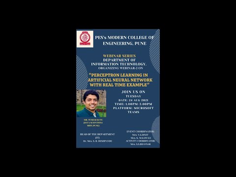 Webinar-2 on "Perceptron Learning in Artificial Neural Network With real time example"