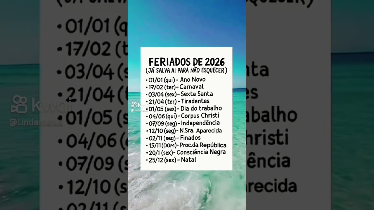 Calendário de Feriados 2026 📅