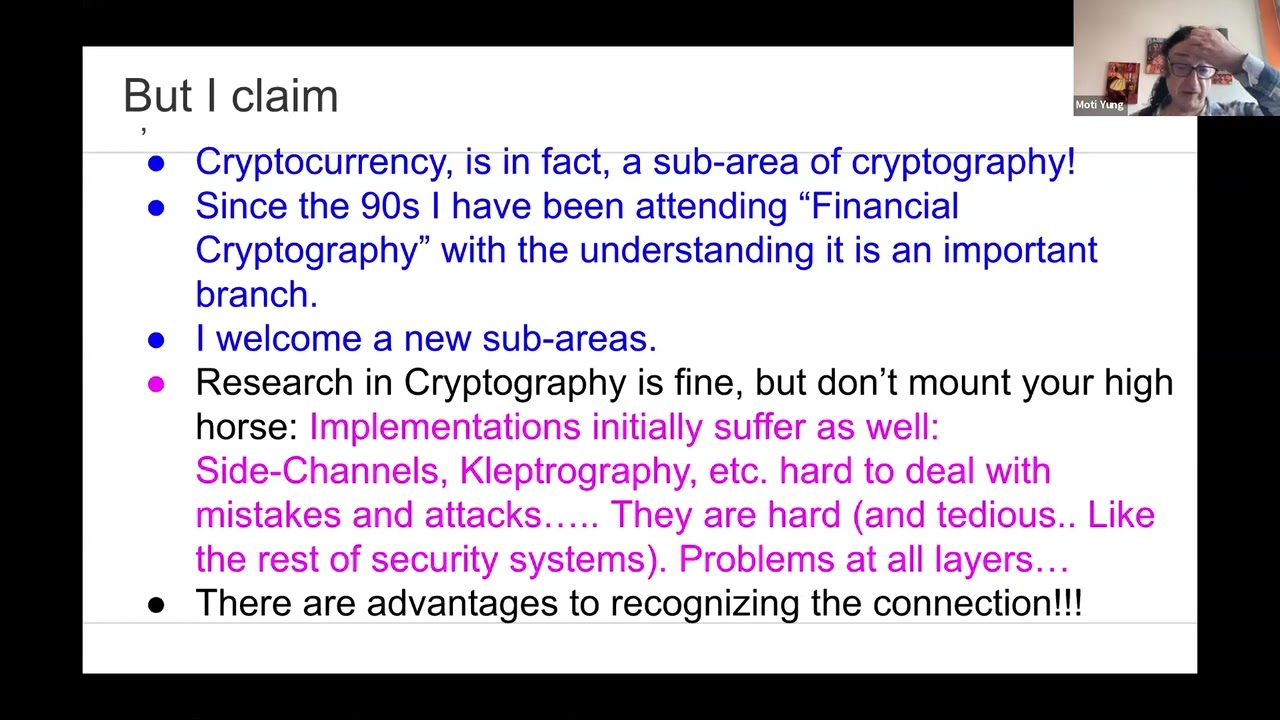 Moti Yung Explains: Crypto Is About Cryptography, Not Cryptocurrency π