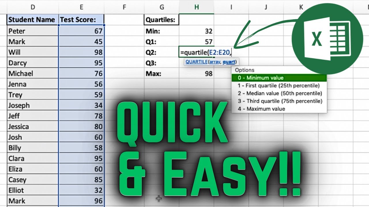 How to Find Quartiles in Excel | Quartile Function Excel