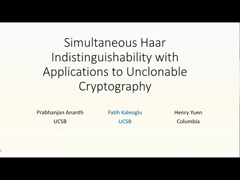 Simultaneous Haar Indistinguishability with Applications to Unclonable Cryptography