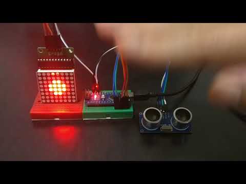 MAX7219 8x8 LED Matrix / HC-SR04 Ultrasonic Sensor / Arduino Nano
