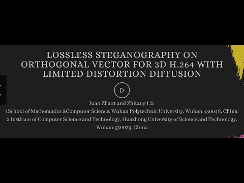 Lossless Steganography on Orthogonal Vector for 3D H.264 with Limited Distortion Diffusion