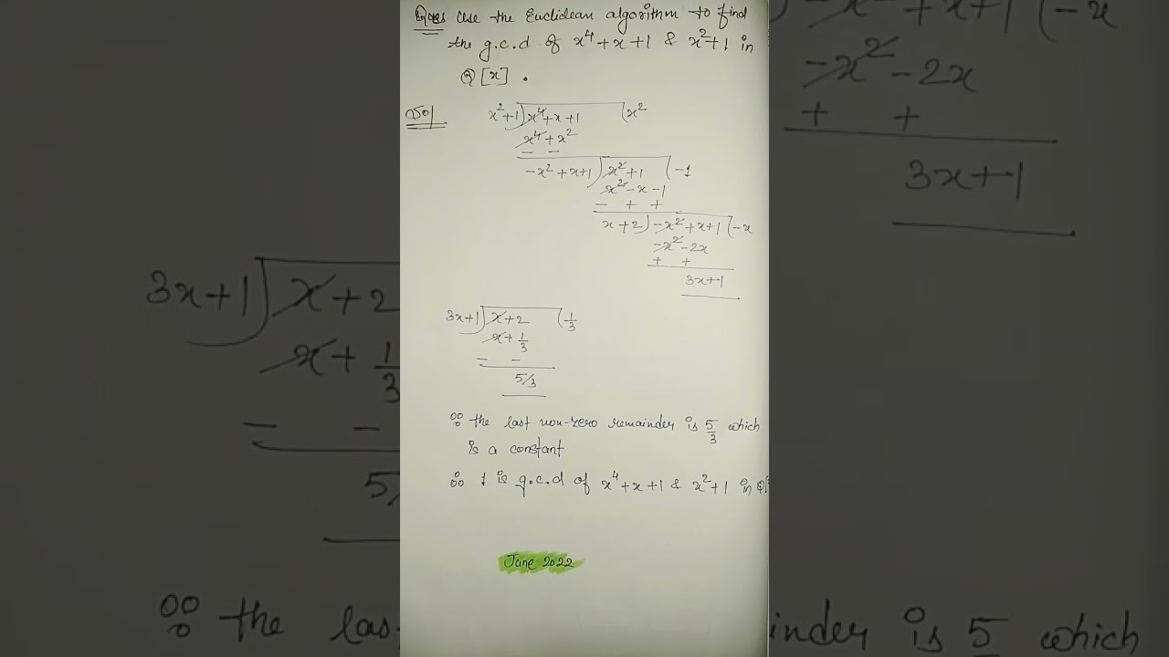 Master the Euclidean Algorithm to Find GCD of Polynomials | BMTc 134 Algebra #IGNOU