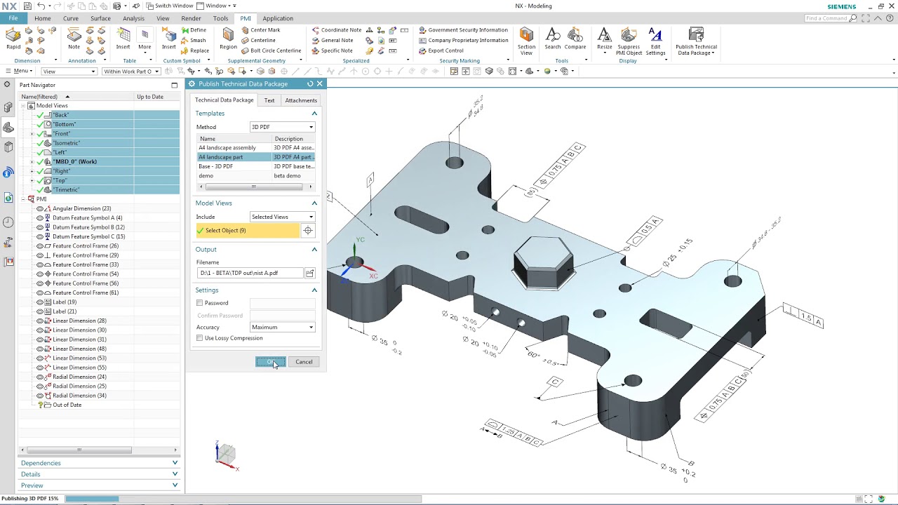 วิธีการเผยแพร่ NX Technical Data Package เป็นไฟล์ 3D-PDF