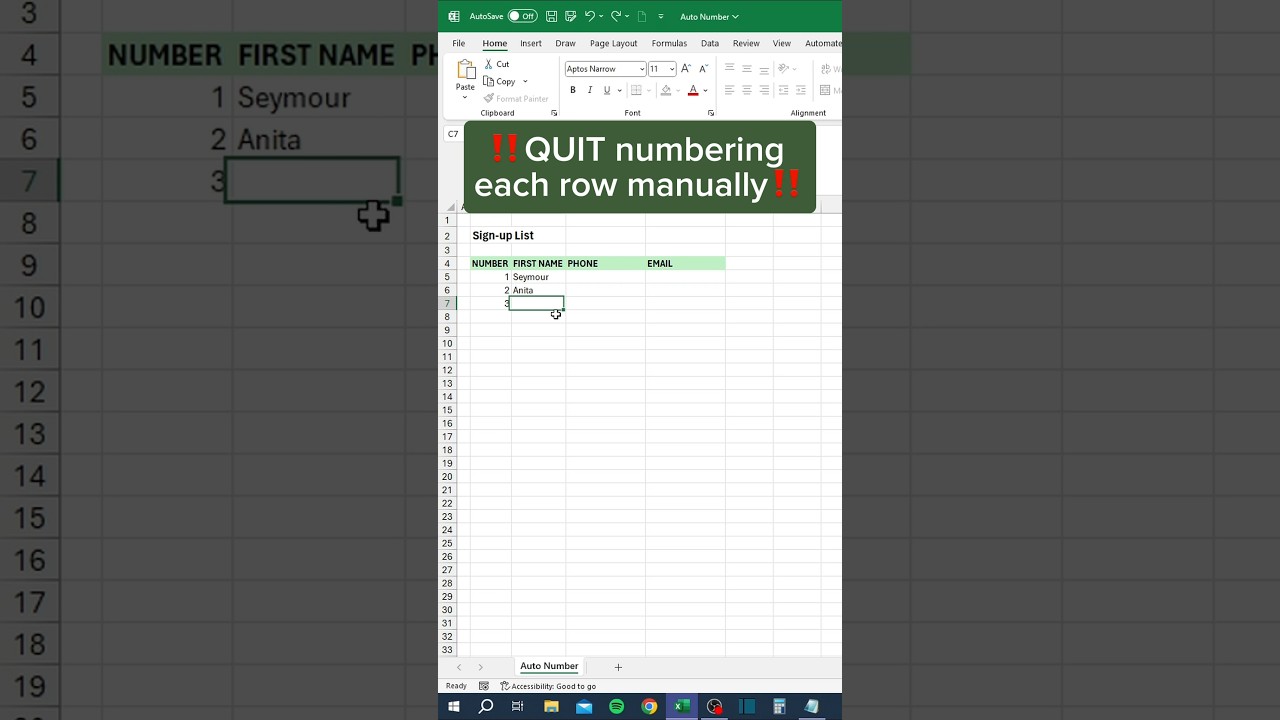 Auto Number in Excel π