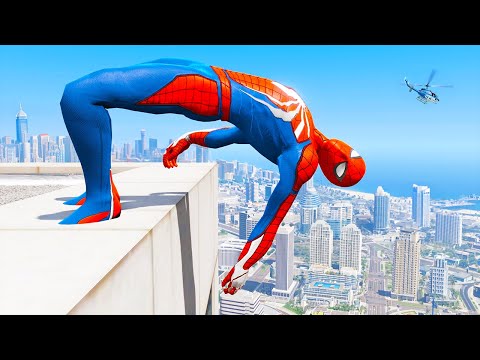 SPIDERMAN CRAZY JUMPS/FALLS #38 (GTA 5 Spider-Man Fails)