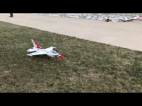 E-flite F-16 Thunderbirds 70mm EDF Rough Grass Takeoff and Landing!