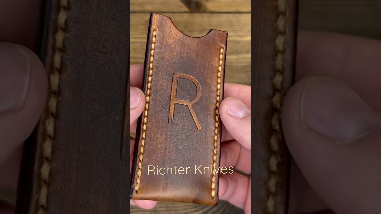 Just a rustic leather knife slip to throw in your pocket…. #leatheredc #leatherwork #leather #edc