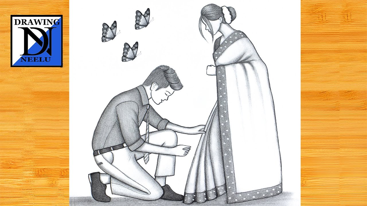 Drawing a Cute Caring Couple – Beginner Pencil Sketch ✏️