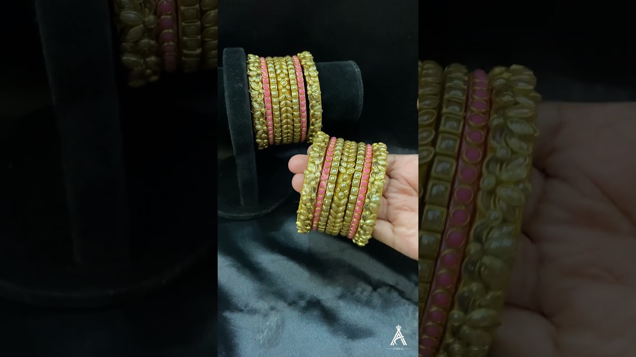 Lotus with Leaf Designed Kundan worked Silkthread Bangle Set-LT0049 #silkthreadbanglesset #bangles