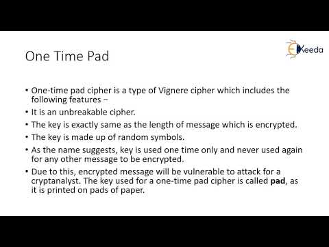 One time pad | Cryptography and Network Security