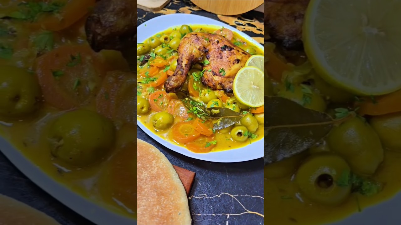 طاجين الزيتون الجزائري - وصفة سهلة بالتفصيل على قناة كريمة فارس