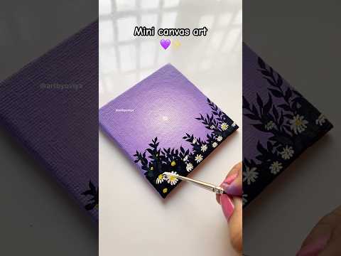 easy canvas art idea🌼💜 #shorts #canvaspainting #minicanvaspainting #painting #minicanvas