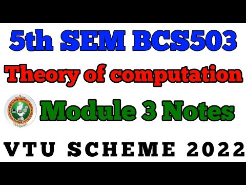 💥5th SEM THEORY OF COMPUTATION MODULE 3 NOTES || BCS503 #vtu #viral #toc