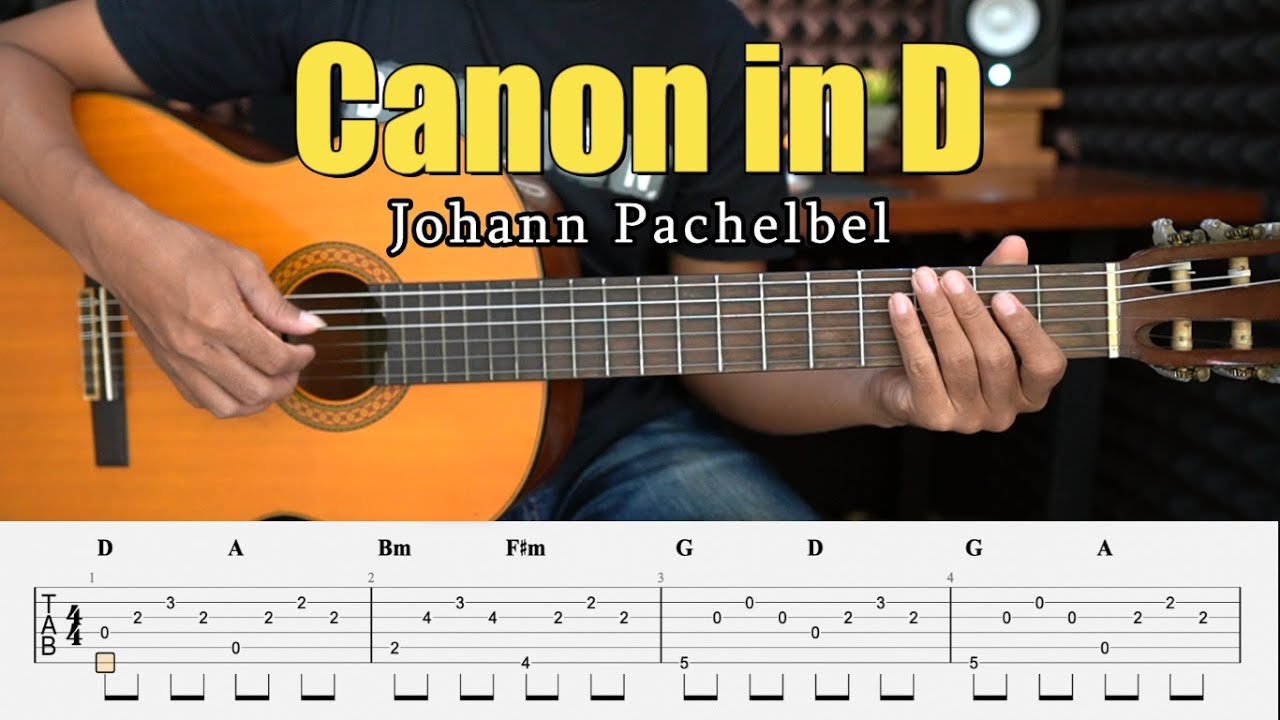 Canon in D Fingerstyle Guitar Tutorial 🎸 + TAB & Lyrics