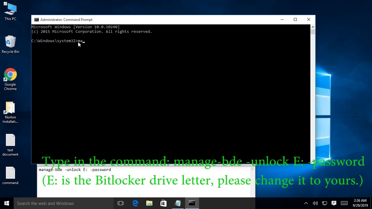 Unlock BitLocker Drive Using Command Prompt with Password