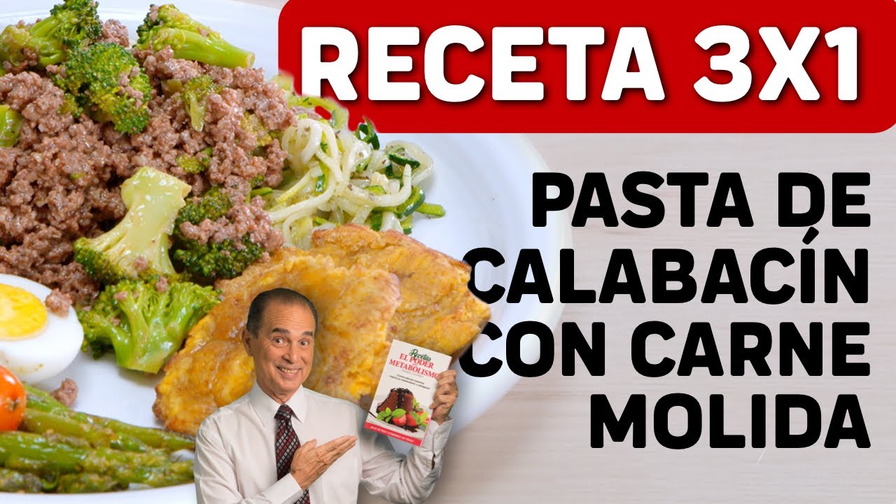 Receta Dieta 3x1 - Pasta De Calabacín Con Carne Molida Y Brócoli Y Ensalada De Espárragos
