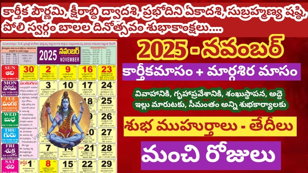 November 2025 Important & Good Days in Telugu π