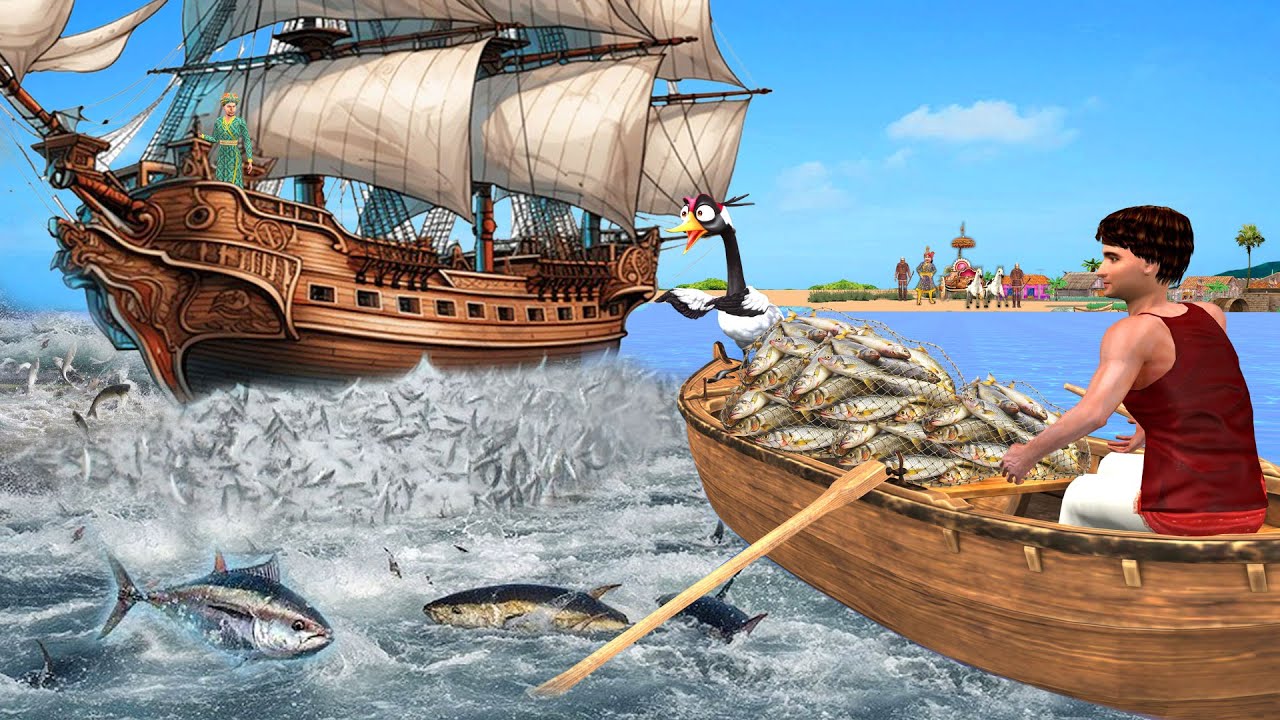 धोखेबाज का साम्राज्य | मजेदार नैतिक कहानी: चतुर मछुआरे और लालची जालसाज 🎣