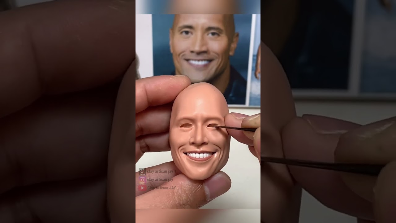 Clay Artist JAY Crafts Dwayne Johnson Sculpture