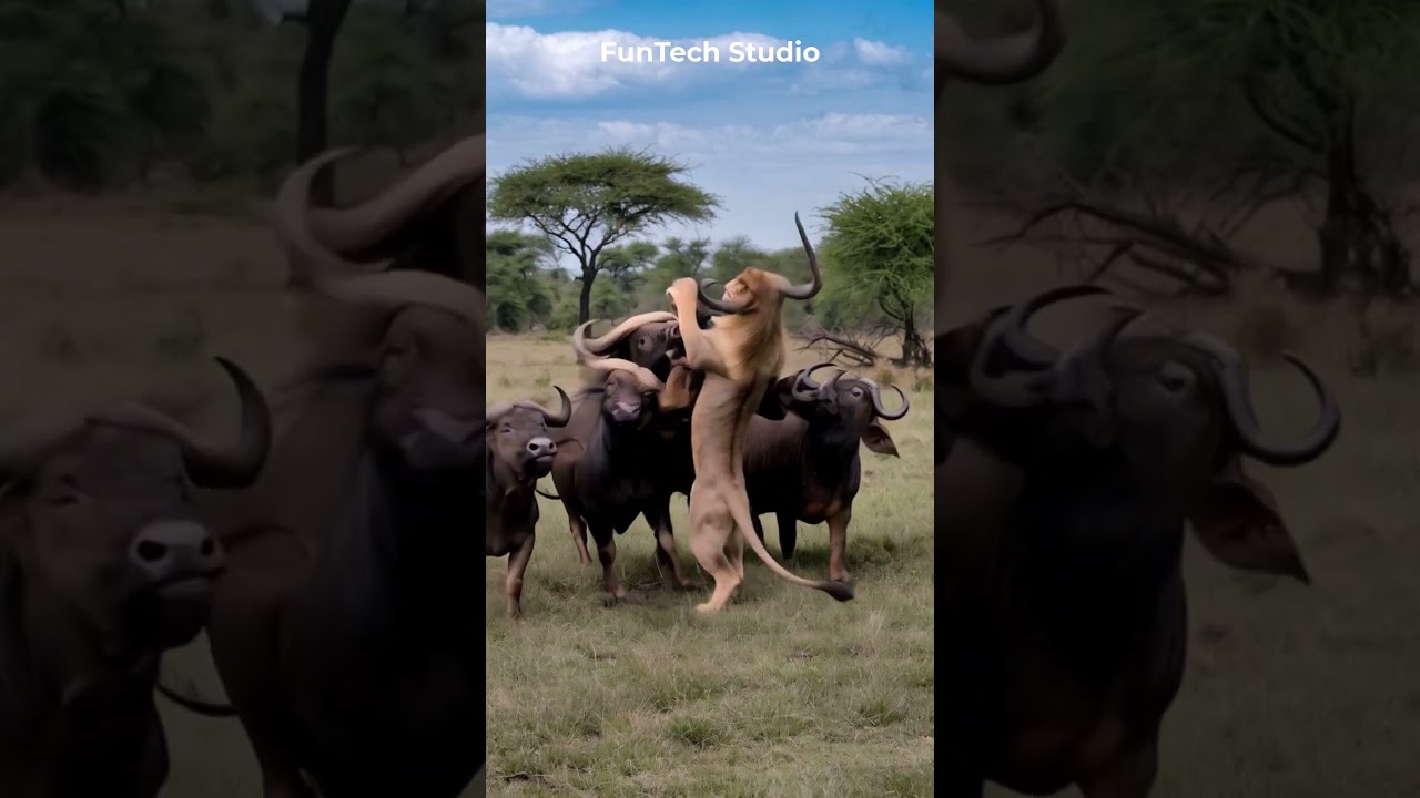 Lion vs Buffalo Pack π¦π Wildlife Battle